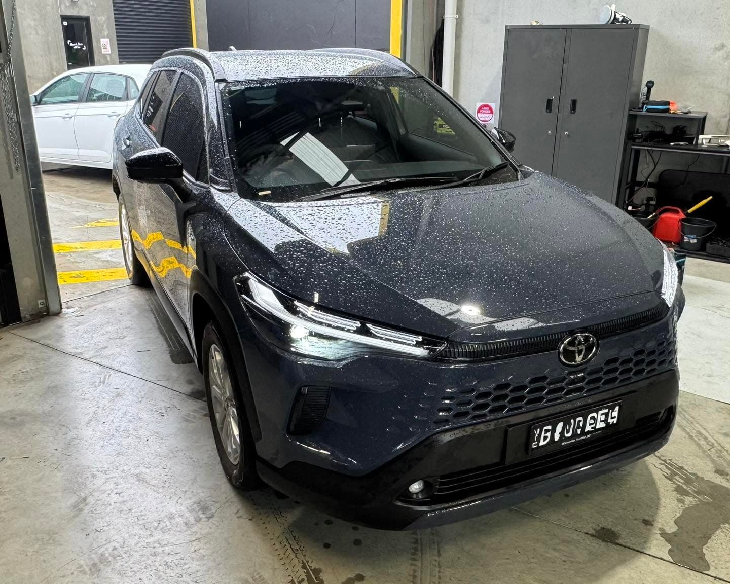 Toyota SUV receiving a professional dash cam installation at the Sunshine workshop